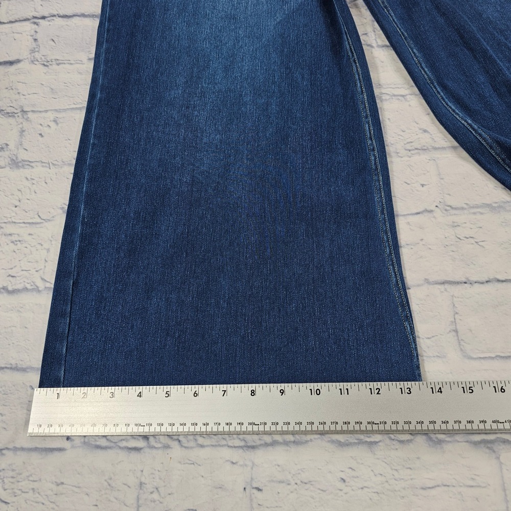 Halara Wide Leg Flex Denim Pants Womens XL Petite Blue Dark Wash Pull On Stretch - Picture 5 of 11
